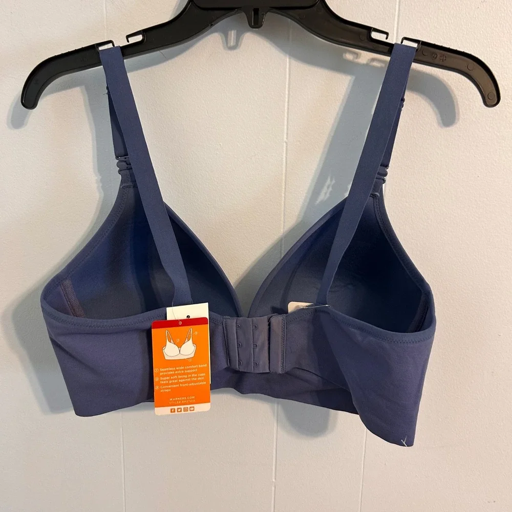 Warners Elements of Bliss Wire-Free Bra Blue RM3741A 38C Convertible Straps NEW